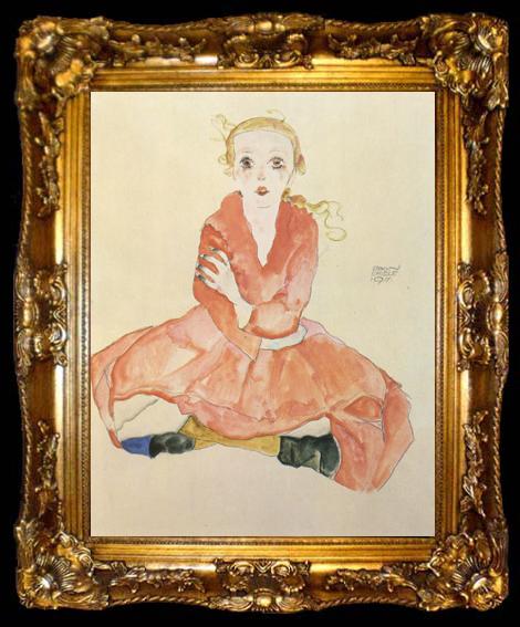 framed  Egon Schiele Seated Girl Facing Front (mk12), ta009-2